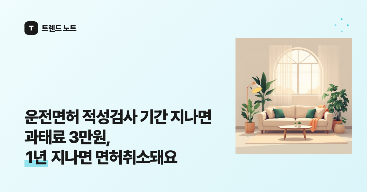 운전면허 적성검사 기간 지나면 과태료 3만원, 1년 지나면 면허취소돼요