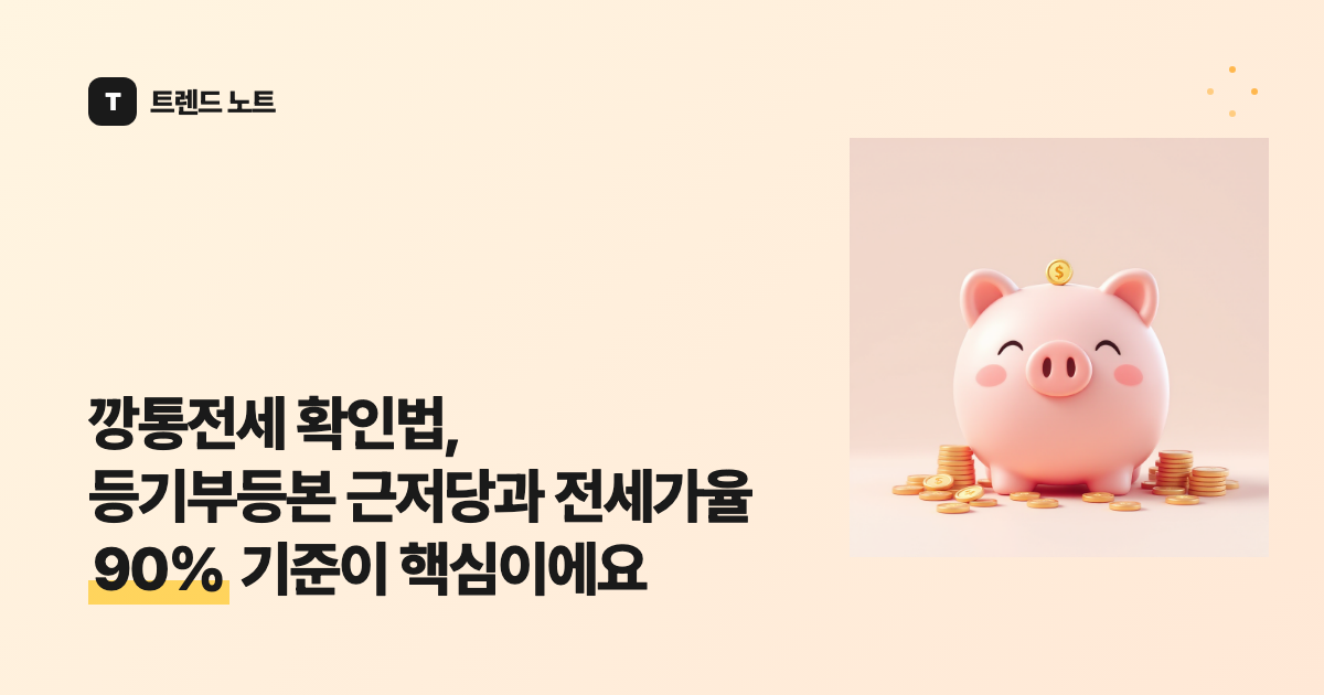 깡통전세 확인법, 등기부등본 근저당과 전세가율 90% 기준이 핵심이에요