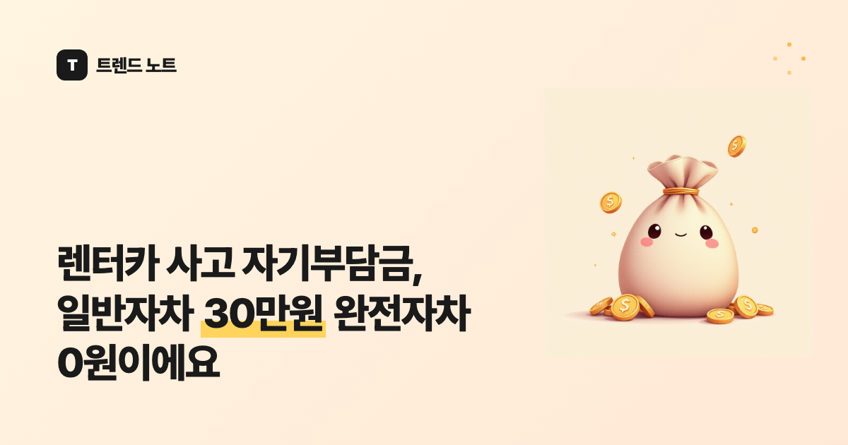 렌터카 사고 자기부담금, 일반자차 30만원 완전자차 0원이에요