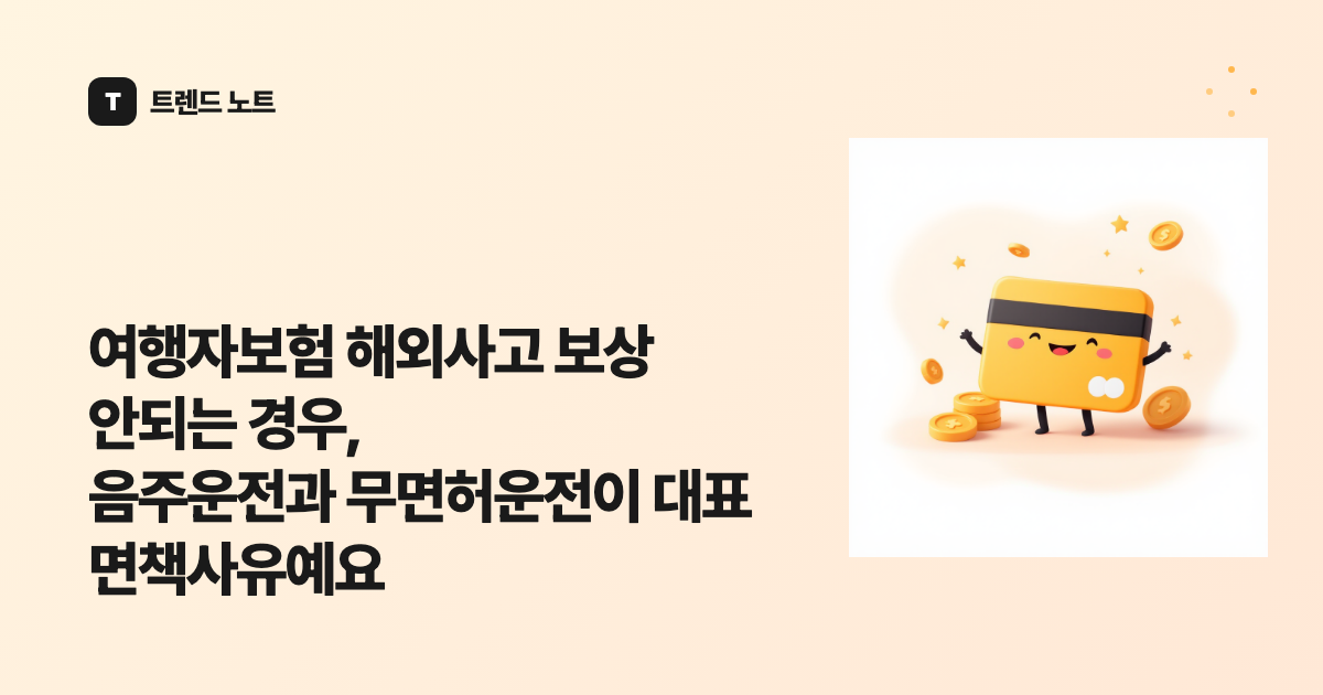 여행자보험 해외사고 보상 안되는 경우, 음주운전과 무면허운전이 대표 면책사유예요